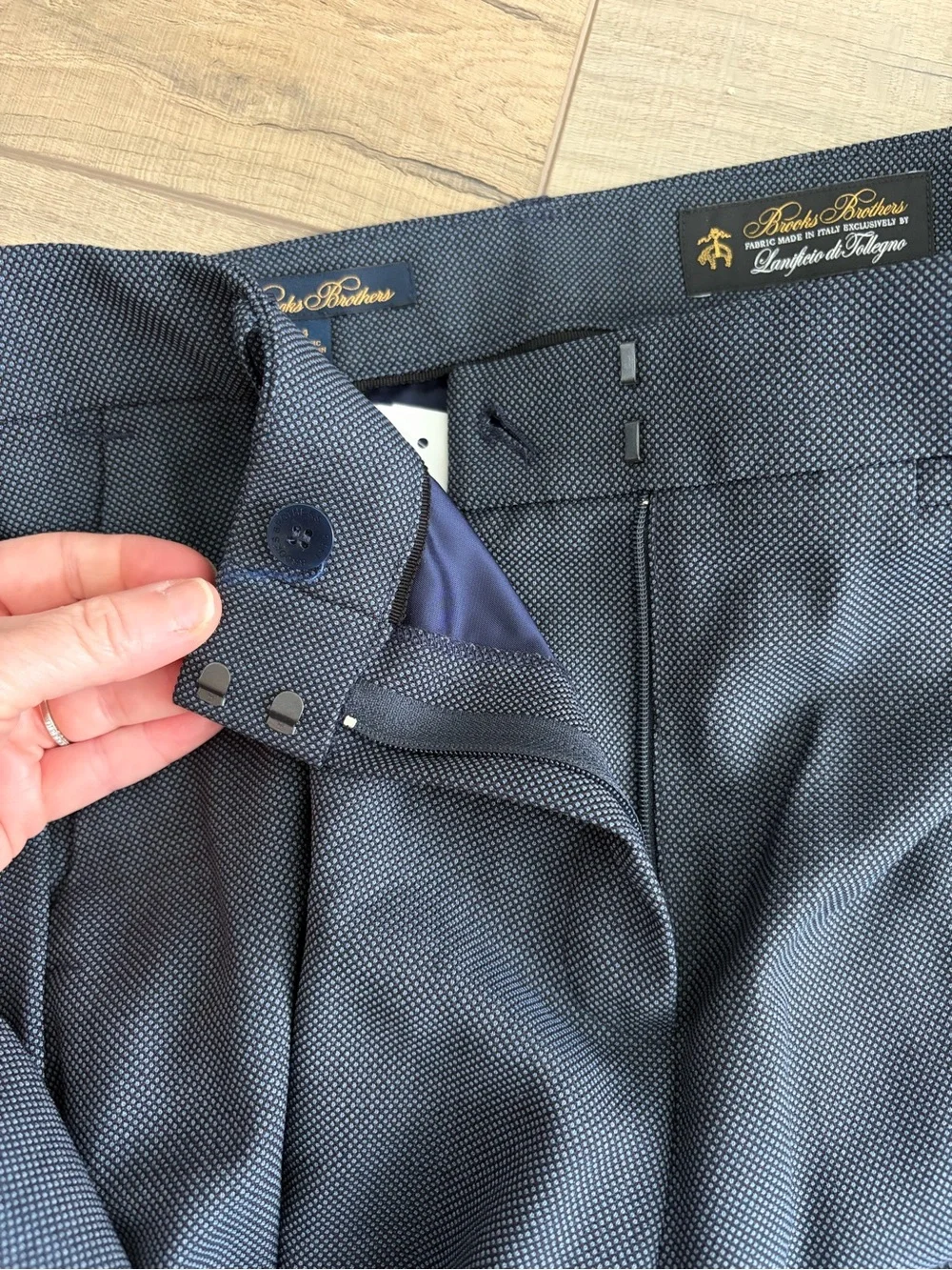Brooks Brothers Blue Birdseye Stretch Wool Italian Pant Suit Trousers NWT 4